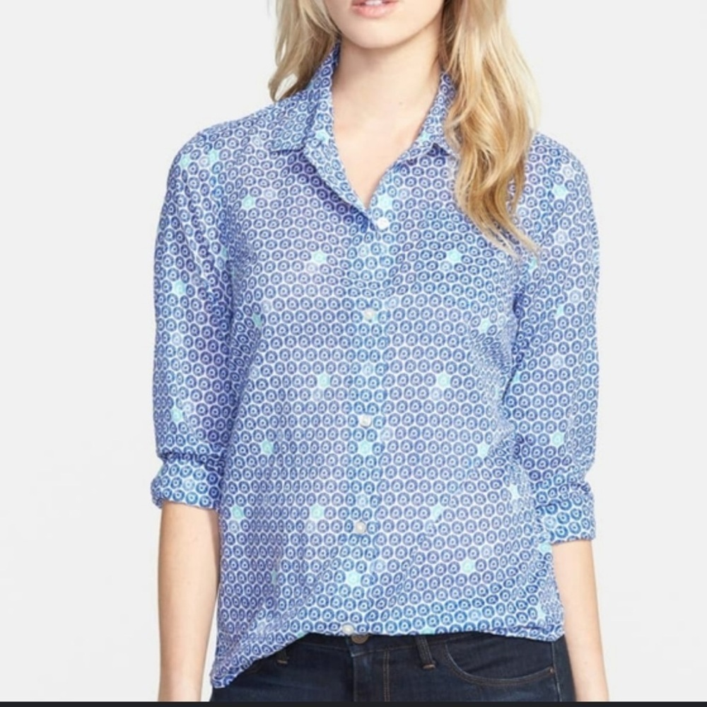 Vineyard Vines Women’s Batik Print Long Sleeve Cotton Button Down Shirt Size 6